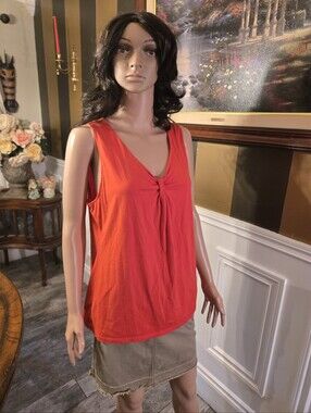 Ann Taylor Twist-Front Sleeveless Tank Top - Red Y2k